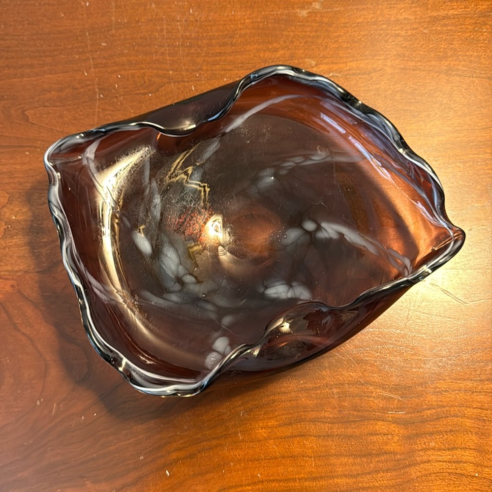 Vintage purple glass ashtray , possible Murano